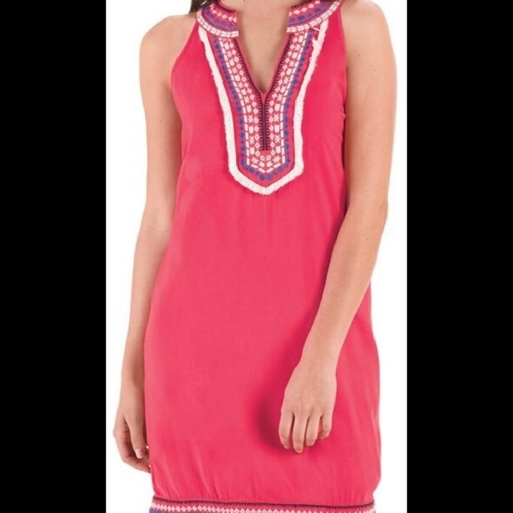 Mud Pie Womens James Collared Women's Dress Pink Watermelon - small -
